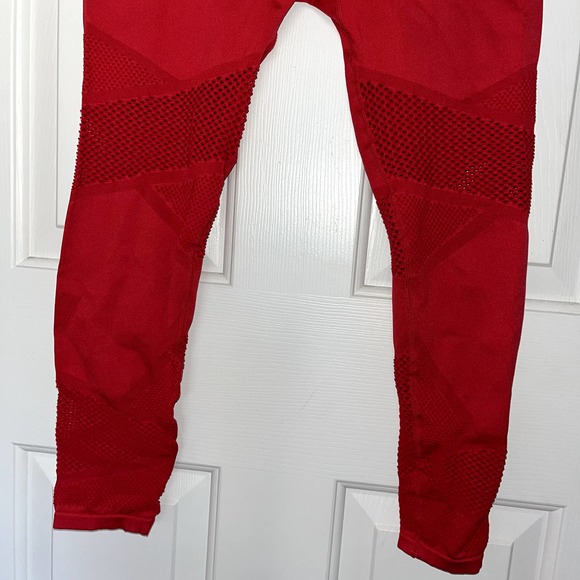 Fabletics High Waisted Athletic Mesh Persimmon Red Leggings Women's Small - Picture 3 of 7